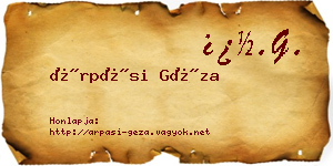 Árpási Géza névjegykártya